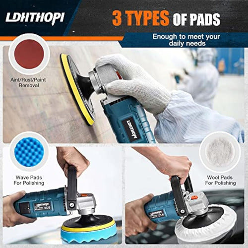 LDHTHOPI Polisher Buffer, 1600 W, 7 Inches/6 3