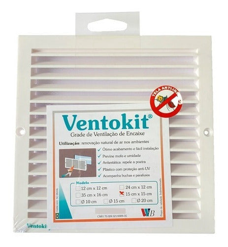 Grade De Encaixe P/ Ventilação 15x15cm Anti-inseto Ventokit 0