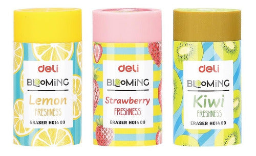 Deli Blooming Fruits Cylindrical Eraser Pack of 3 Units 0