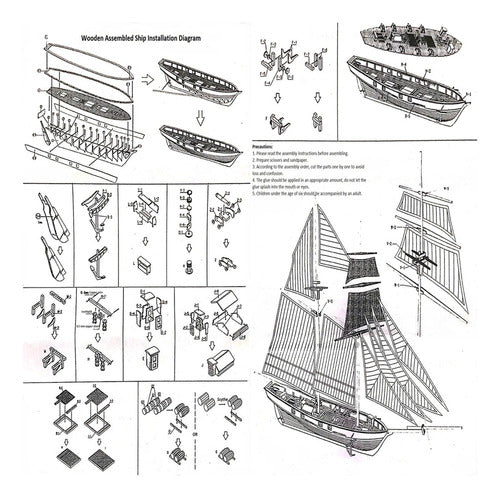 [home] 1:130 Modelo De Montagem De Navio Barco À Vela De Mad 3