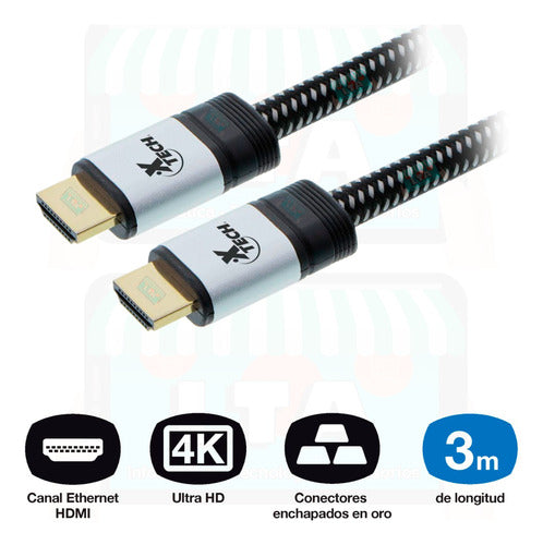 Cable Hdmi 2.0 Xt30 18gbps Uhd 4k 60hz 2160p Hdr Arc 3d 3mts 1