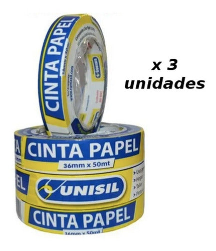 Cinta De Papel (3 Unidades) Enmascarar Pintor (36mm X 50mts) 0