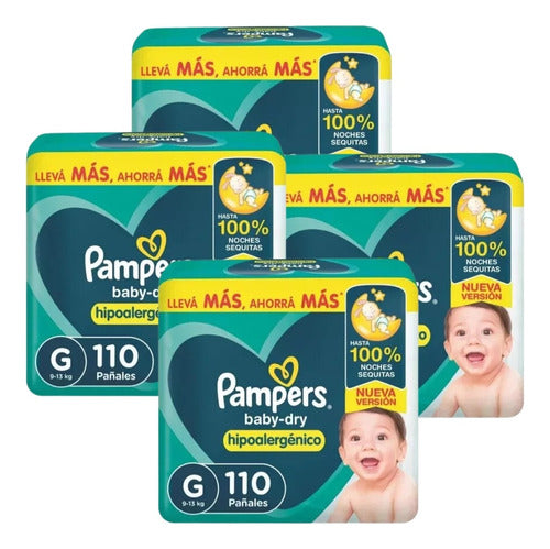 Pampers Baby-Dry Diapers Pack of 4 (110 Units Each) 0