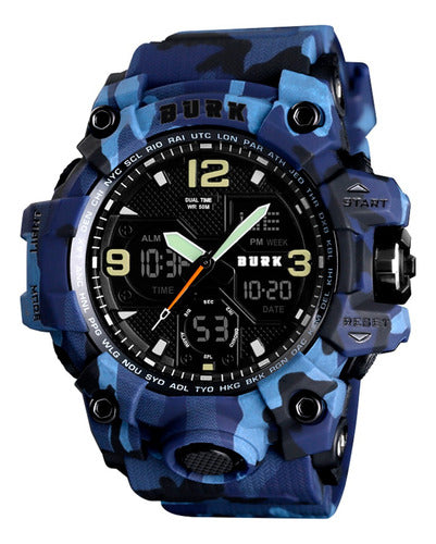 Reloj Camuflaje Militar Burk 1155 Cronometro Alarma Luz ! 0