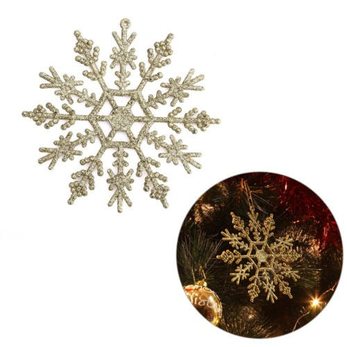 12pcs Christmas Snowflake Gold Ornaments Tree Decoration CoLG 0