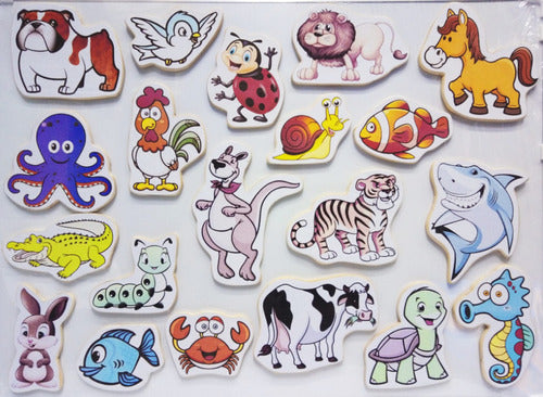 Finix RS Wooden Animal Figurine Magnets - 20 Pieces 0