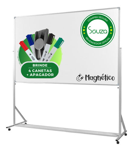 Quadro Branco Magnético 120x90 Cavalete Regulável Com Roda 0