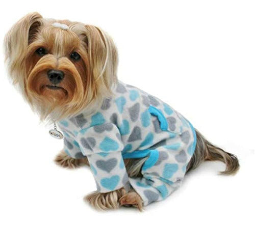 Klippo Perro / Cachorro Azul Y Corazones Grises Pijama De Cuello Alto 0