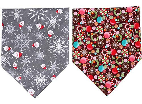 Kzhareen 2 Pack Navidad Perro Bandana Reversible Triangular 1