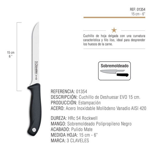 3 Claveles Set 5 Professional Chef Kitchen Knives Evo 3