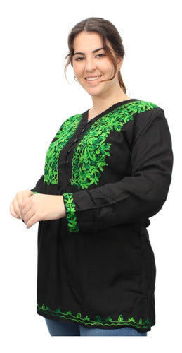 Embroidered Kashmir Buttoned Wide Indian Blouse 28