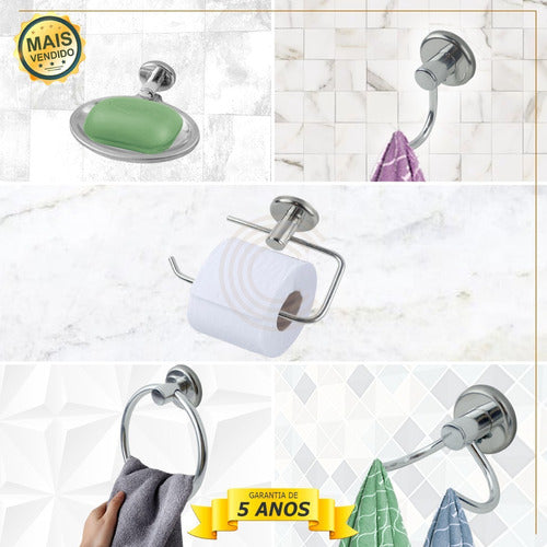 Kit Acessórios Para Banheiro Metal Aço Inox 5 Peças Oferta 3