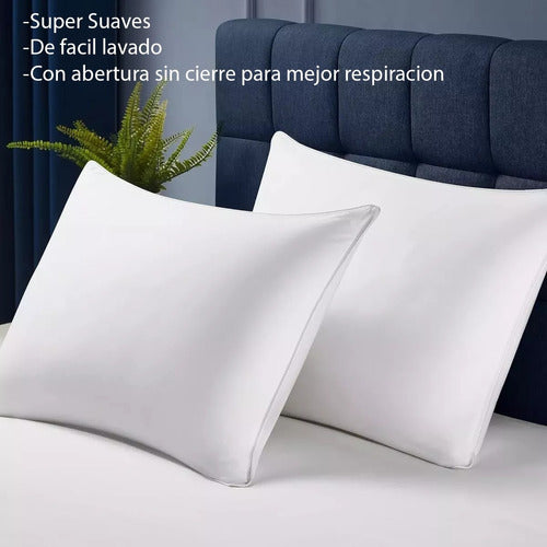 Hiper Blanco Funda De Almohada 50x70 Lisas Super Suave 180 Hilos Pack X 2 1