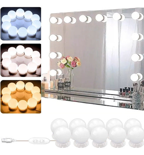 Vanity Mirrors Lights Kit 10 LED Bulbs for Mirror 3 Tones USB 0