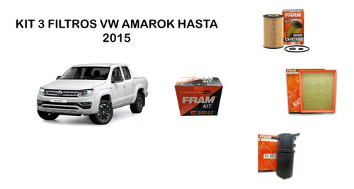 Kit De 3 Filtros Fram Vw Amarox Hasta 2015 2.0tdi Sin Sensor 1