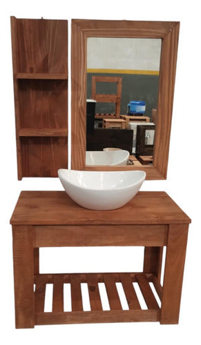 DF Hogar Vanitory With Support Shelves 60cm + Sink + Mirror 2