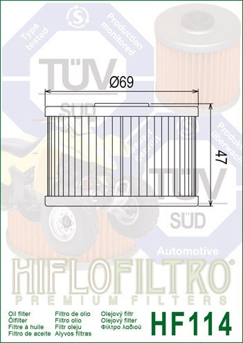 Filtro Aceite Hf114 Honda Trx420/500/520 1