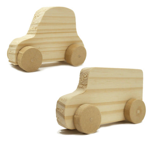 Puntitos Carpintería Pack of 10 Wooden Toy Cars for Kids 0