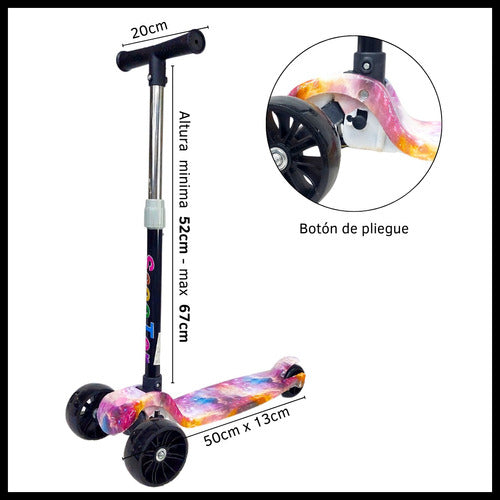 Folding 3-Wheel Kids Scooter with Lights, Adjustable Height 12