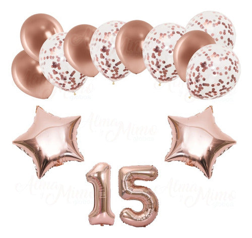 Combo Globos Rosa Gold Con 2  Nros 40 Cm 0