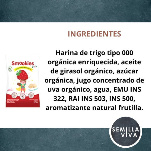 Organic Strawberry Smookies Cookies 3 X 40 G 1