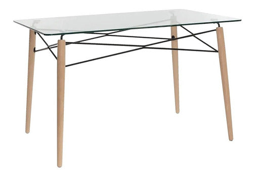 Castro Rectangular Glass and Metal Table 120x80x73 0