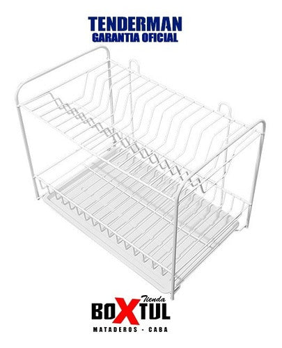 Boxtul Two-Tier Dish Rack for 16 Plates with Cutlery Holder in Stainless Steel 6