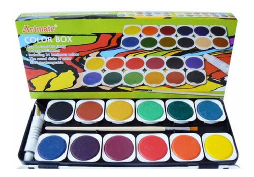 Artmate Watercolors Box X24 Colors Brush 1