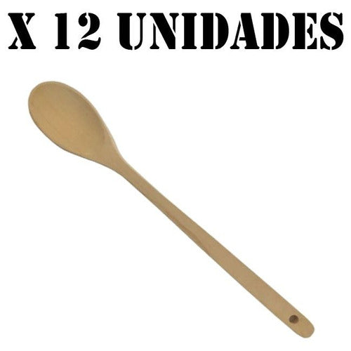 Bazar Casa Greco Wooden Spoon Set X12 - 25 Cm for Cooking Pots and Pans 0