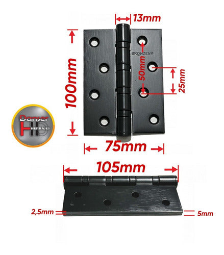 Bisagra Municion 100 X 75 Inoxidable Negro Puerta Ref X Unid 1