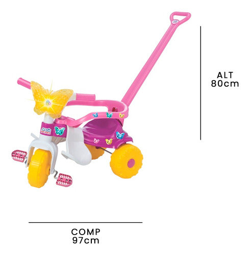 Velotrol Triciclo Infantil Motinho Motoca Butterfly Com Luz 7