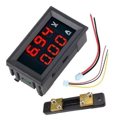 Voltímetro E Amperímetro Digital Led Dc 0-100v 50a C/ Shunt 0