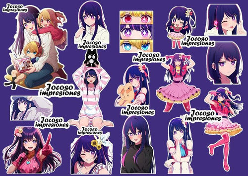 Jocosoimpresiones Oshi No Ko Ai Hoshino Stickers (Water Resistant) X 15 U 0