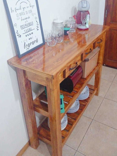 Hand-Painted Algarrobo Cedar Wengue Oak Sideboard Cheese Table 2