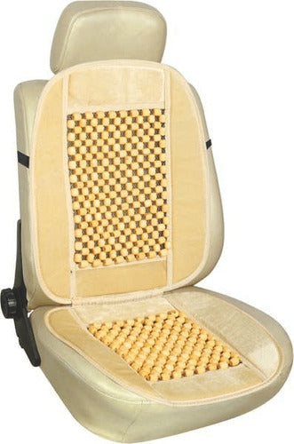 Reinforced Beige Auto Seat and Backrest Cover 1/2 Ball Massage Effect 0