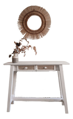 Relookea Nordic White Rafia Console Table Dressoire 0