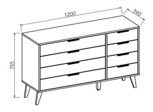 Welaman Cómoda Cajonera Alta 8 Cajones Con Patas 100% Mdp 1