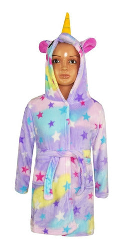 Children's Unicorn Plush Flannel Pajama Bathrobe ® Rainbow Star Unicorns 6