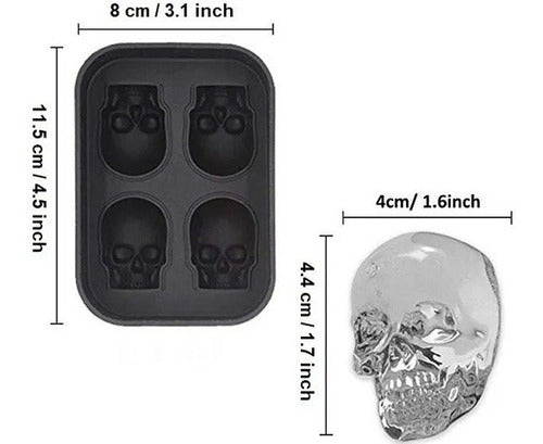 DARUMASHOP Silicone Skull Ice Cube Tray - 4 Cavities 1