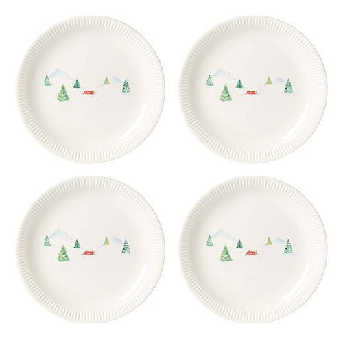 Lenox Profile Snow Day 4-Piece Flat Dinner Plate Set, 6.75 0