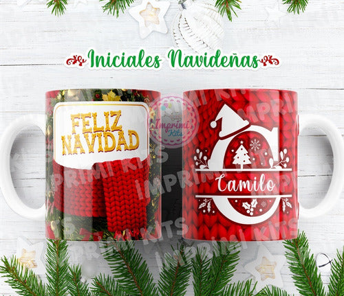 Diseños Navidad Tazas Alfabeto Diseño Sublimar Rojo #tn06 4