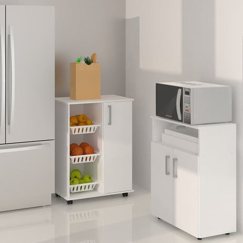 Modern Microwave Stand with Doors and Adjustable Shelves 6