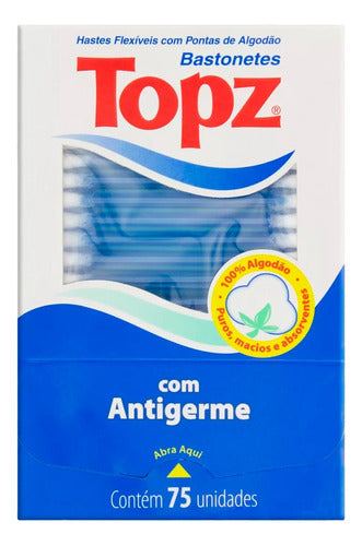 Cotonete Ponta Algodão 375 Pçs Premium Topz Suave Eficiente 2