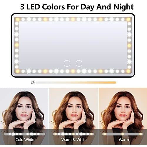 Xinlykid Car Visor Vanity Mirror Rechargeable With 3 Light Modes & 60 LEDs 3