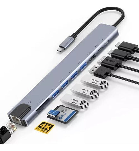 HUB Adaptador Hub USB-C 10 en 1 HDMI 4K 0