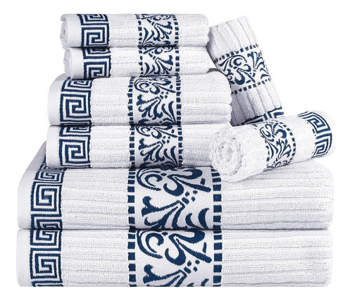 Superior 8-Piece Cotton Towel Set, Luxurious Highly Absorbent Bohemian Decorative 0