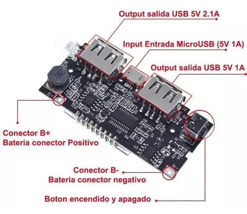 COMERCIAL ELECTRONICA Dual Charging Module and Powerbank 5V 2.1A 18650 with Display 1