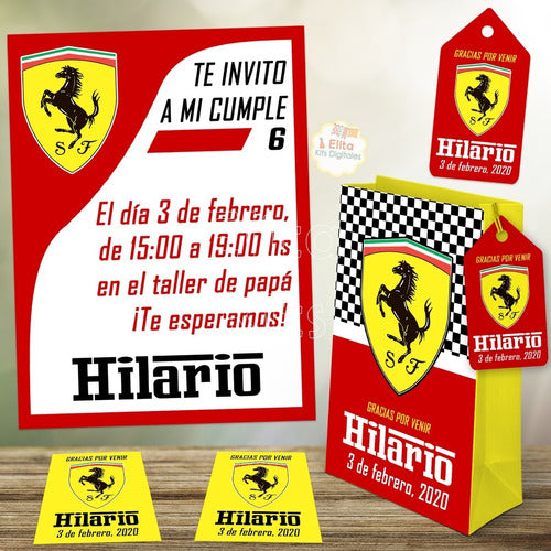 Elita Kits Digitales Formula 1 Uno Ferrari Party Decoration + Candy Bar Printable Kit 1