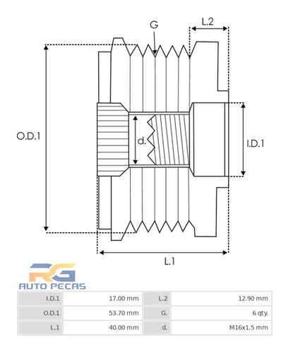 Polia Alternador Roda Livre Cruze Sedan 1.8 Flex 2012 A 16 4