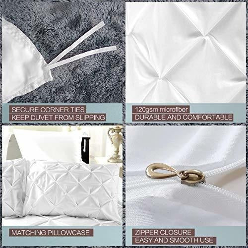 Ashleyriver Luxurious Pleated Duvet Cover Set - 3 Pieces with Zipper Closure 2